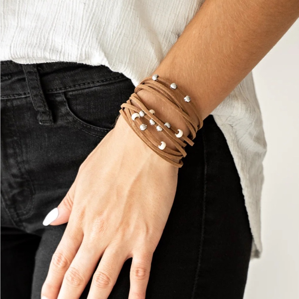 Paparazzi Brown and Silver Layered Wrap Bracelet